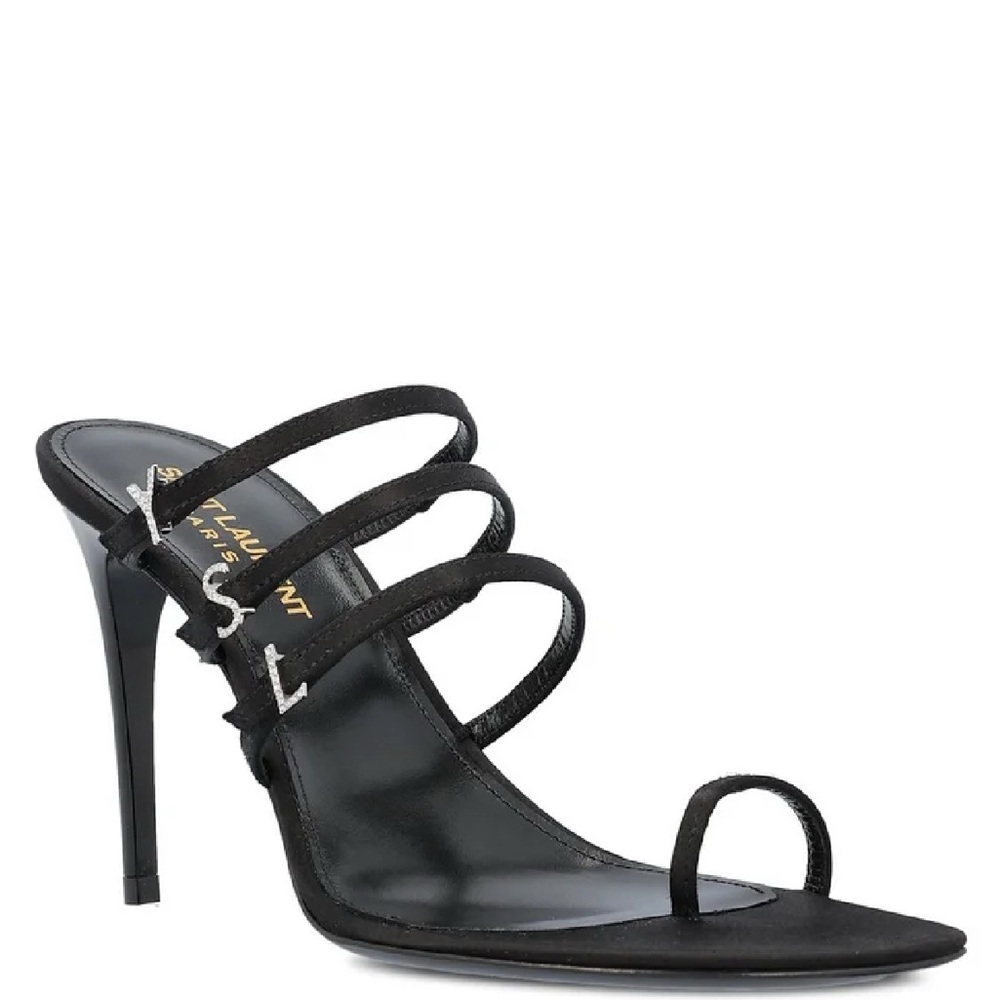 Saint Laurent Elegant Black Strappy Heels